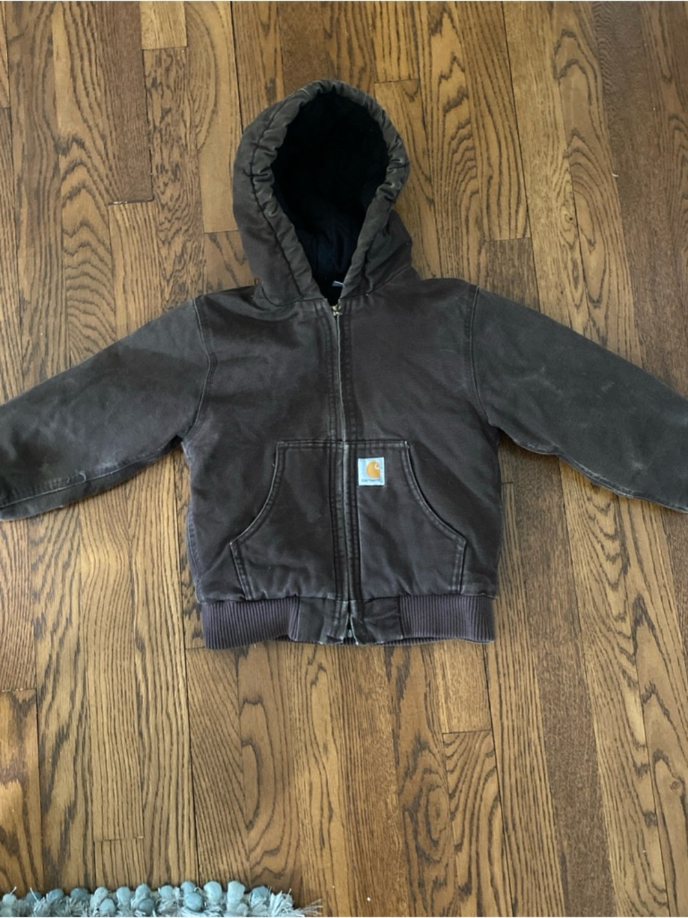 Carhartt Brown Hooded Work Jacket Youth Size 4-5 2XS